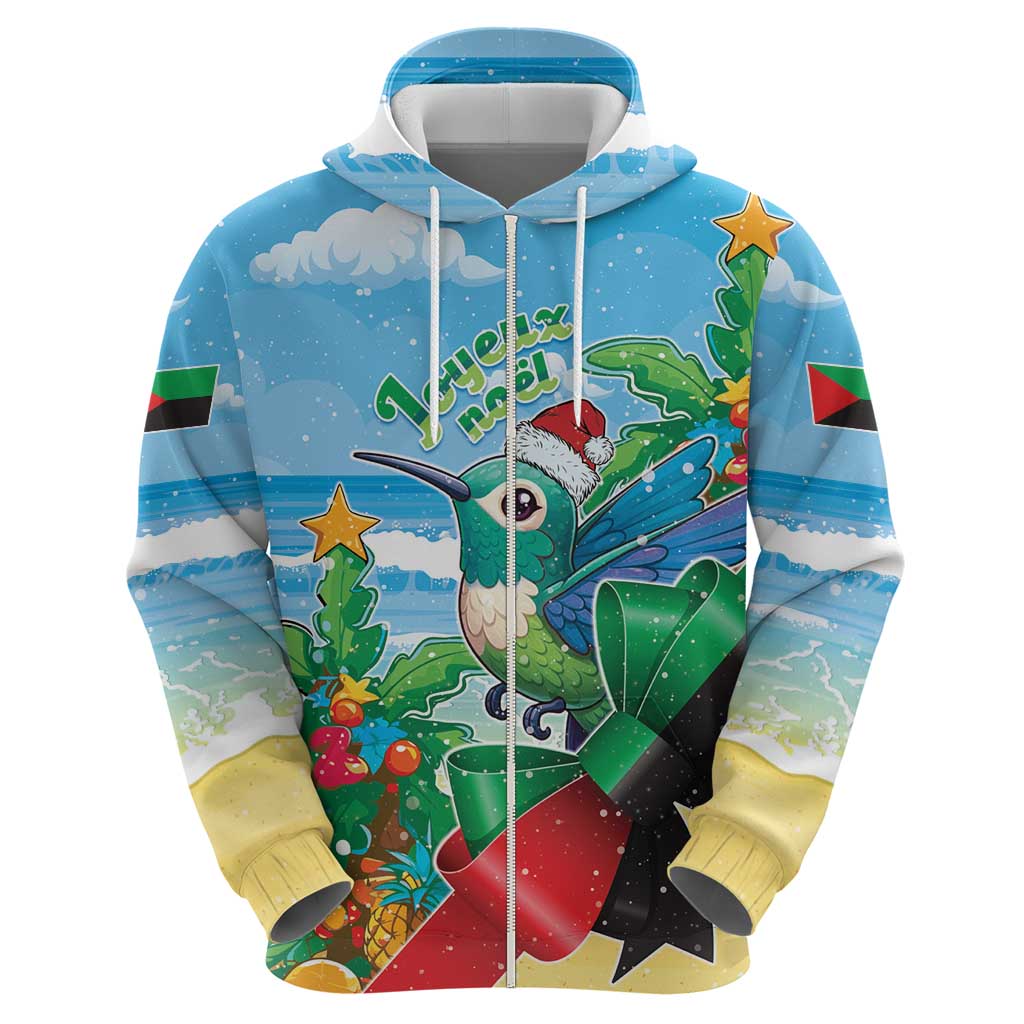 Martinique Christmas Zip Hoodie Santa Hummingbird - Wonder Print Shop