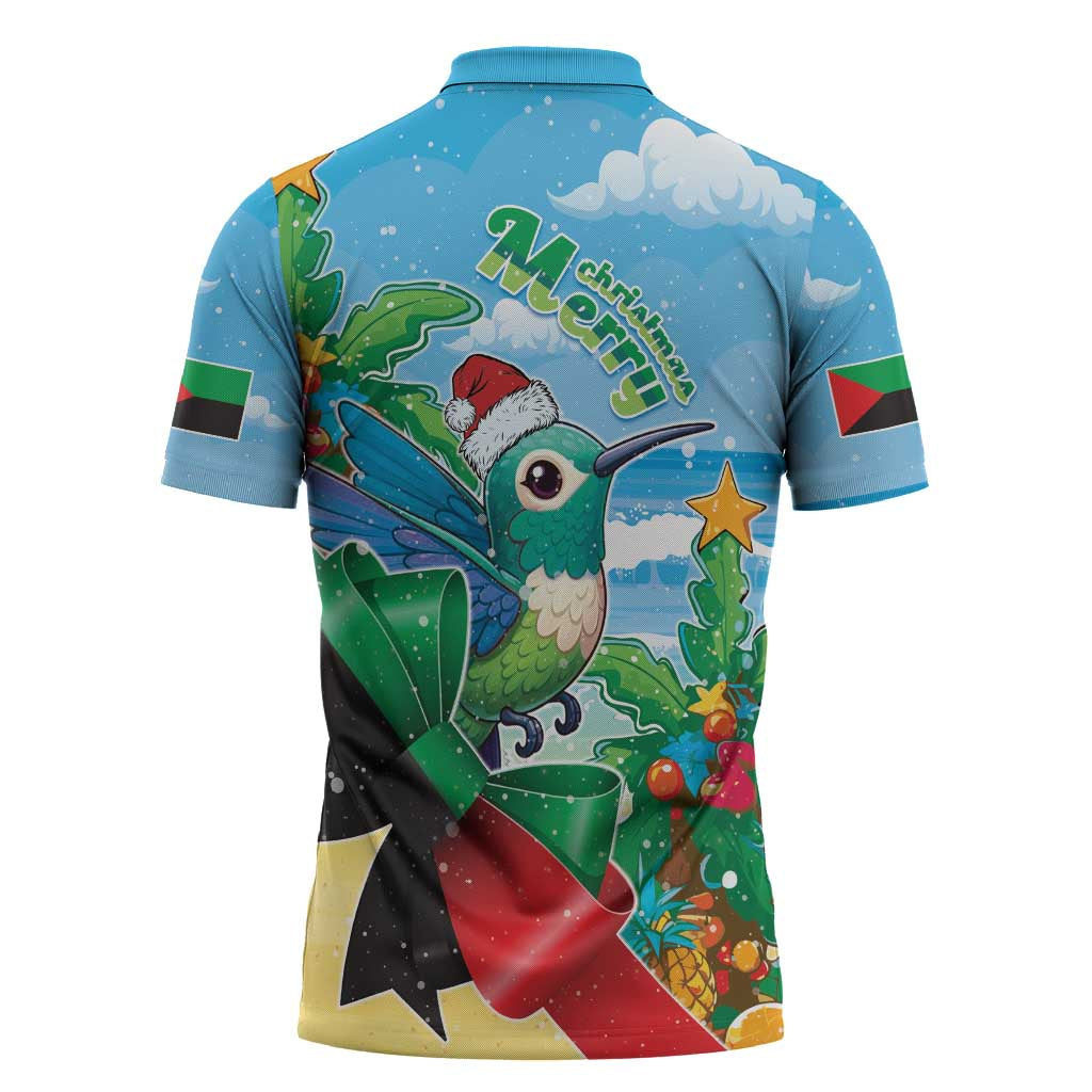 Martinique Christmas Zipper Polo Shirt Santa Hummingbird - Wonder Print Shop
