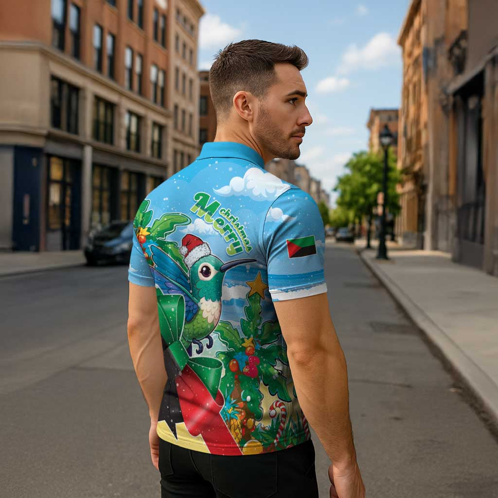 Martinique Christmas Zipper Polo Shirt Santa Hummingbird - Wonder Print Shop