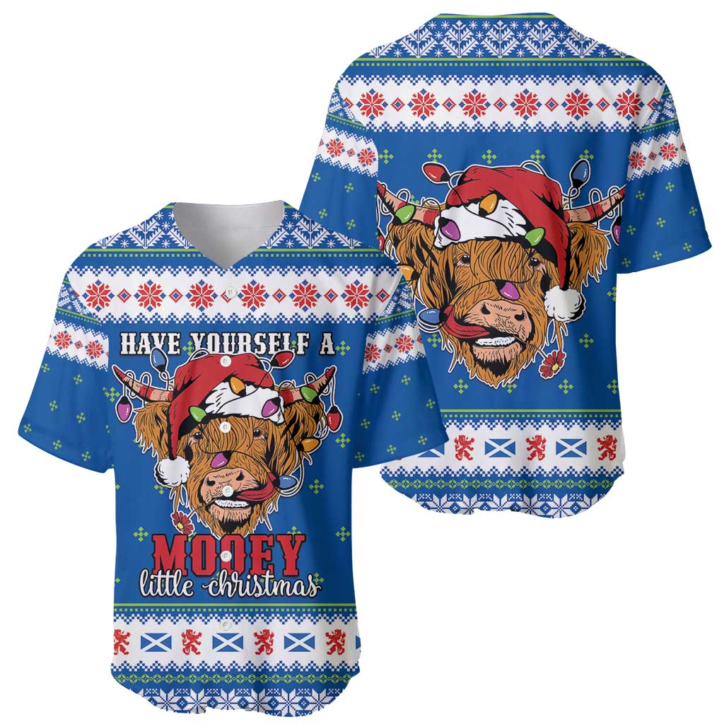 Scotland Christmas Baseball Jersey Mooey Xmas Highland Cow LT05 - Wonder Print Shop