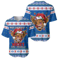 Scotland Christmas Baseball Jersey Mooey Xmas Highland Cow LT05 - Wonder Print Shop