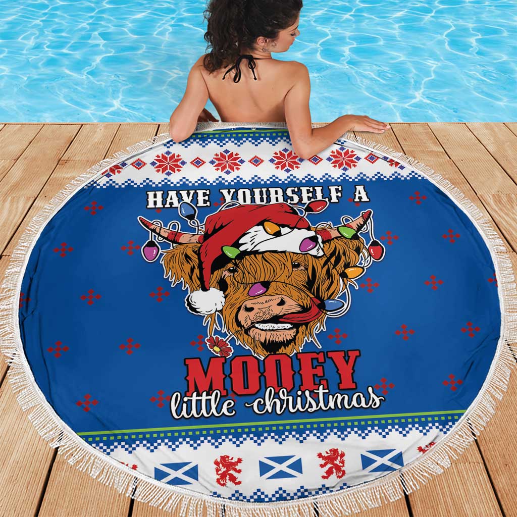 Scotland Christmas Beach Blanket Mooey Xmas Highland Cow LT05 - Wonder Print Shop