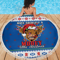 Scotland Christmas Beach Blanket Mooey Xmas Highland Cow LT05 - Wonder Print Shop