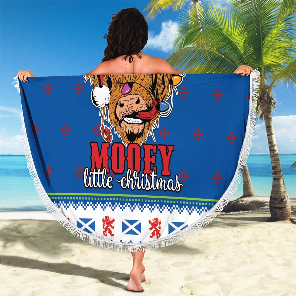 Scotland Christmas Beach Blanket Mooey Xmas Highland Cow LT05 - Wonder Print Shop