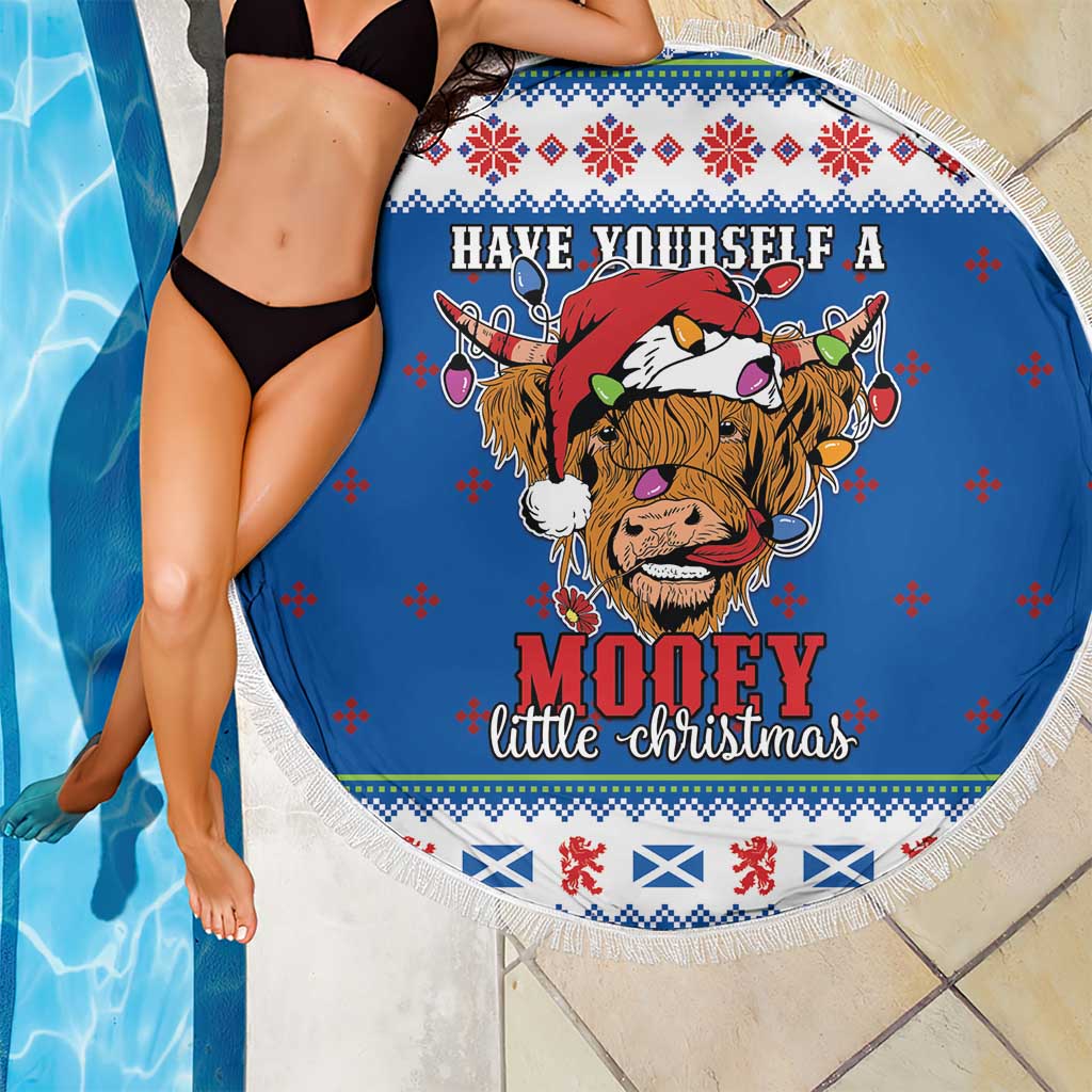 Scotland Christmas Beach Blanket Mooey Xmas Highland Cow LT05 - Wonder Print Shop