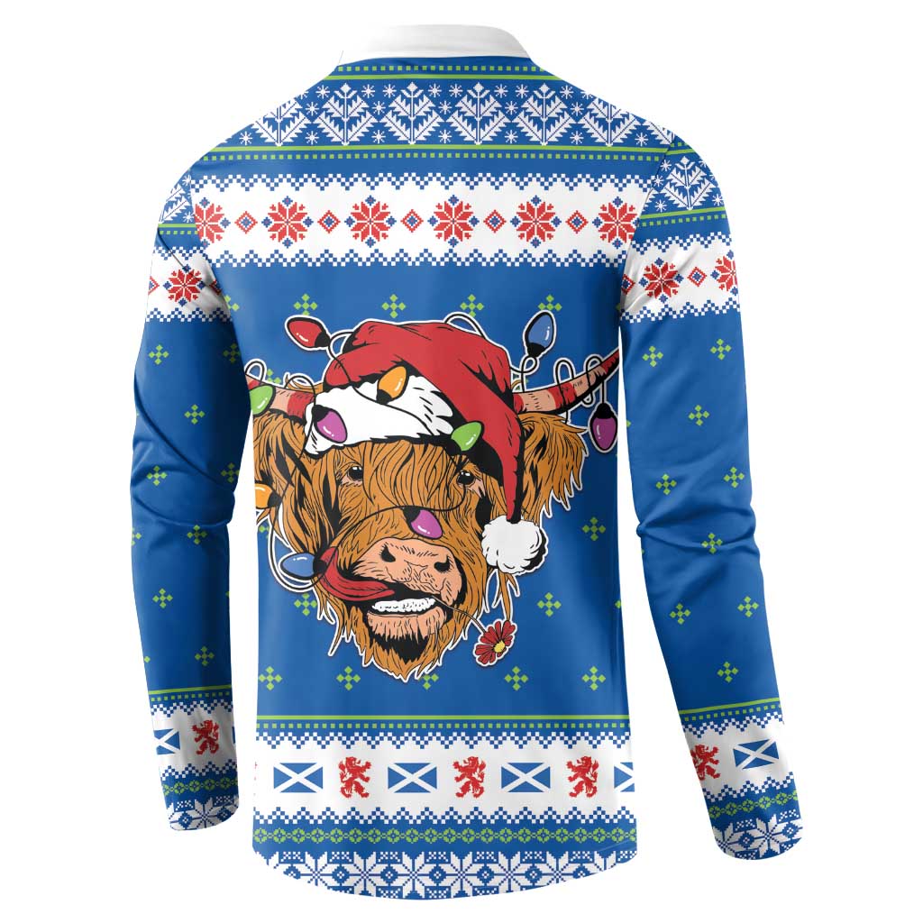 Scotland Christmas Button Sweatshirt Mooey Xmas Highland Cow LT05 - Wonder Print Shop