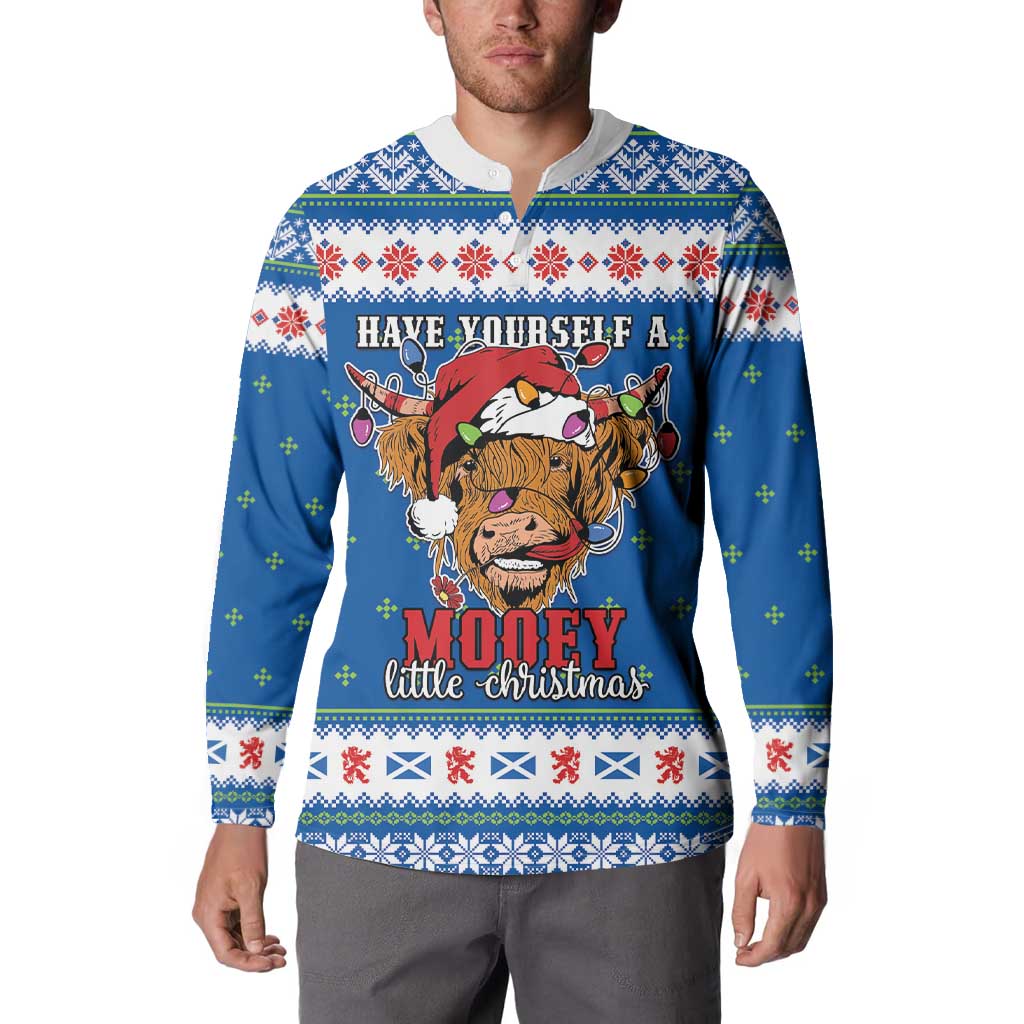 Scotland Christmas Button Sweatshirt Mooey Xmas Highland Cow LT05 - Wonder Print Shop