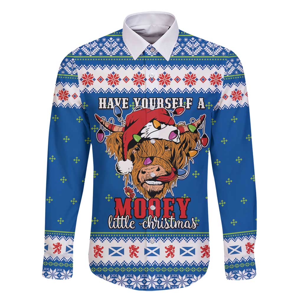 Scotland Christmas Family Matching Off Shoulder Short Dress and Hawaiian Shirt Mooey Xmas Highland Cow LT05 - Wonder Print Shop