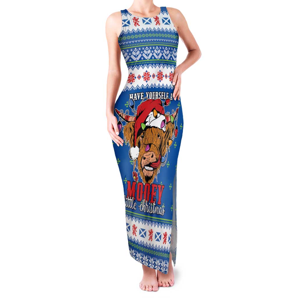 Scotland Christmas Family Matching Tank Maxi Dress and Hawaiian Shirt Mooey Xmas Highland Cow LT05 - Wonder Print Shop