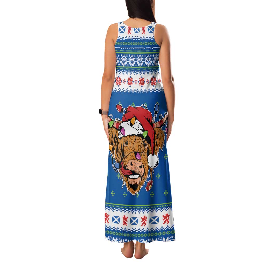 Scotland Christmas Family Matching Tank Maxi Dress and Hawaiian Shirt Mooey Xmas Highland Cow LT05 - Wonder Print Shop