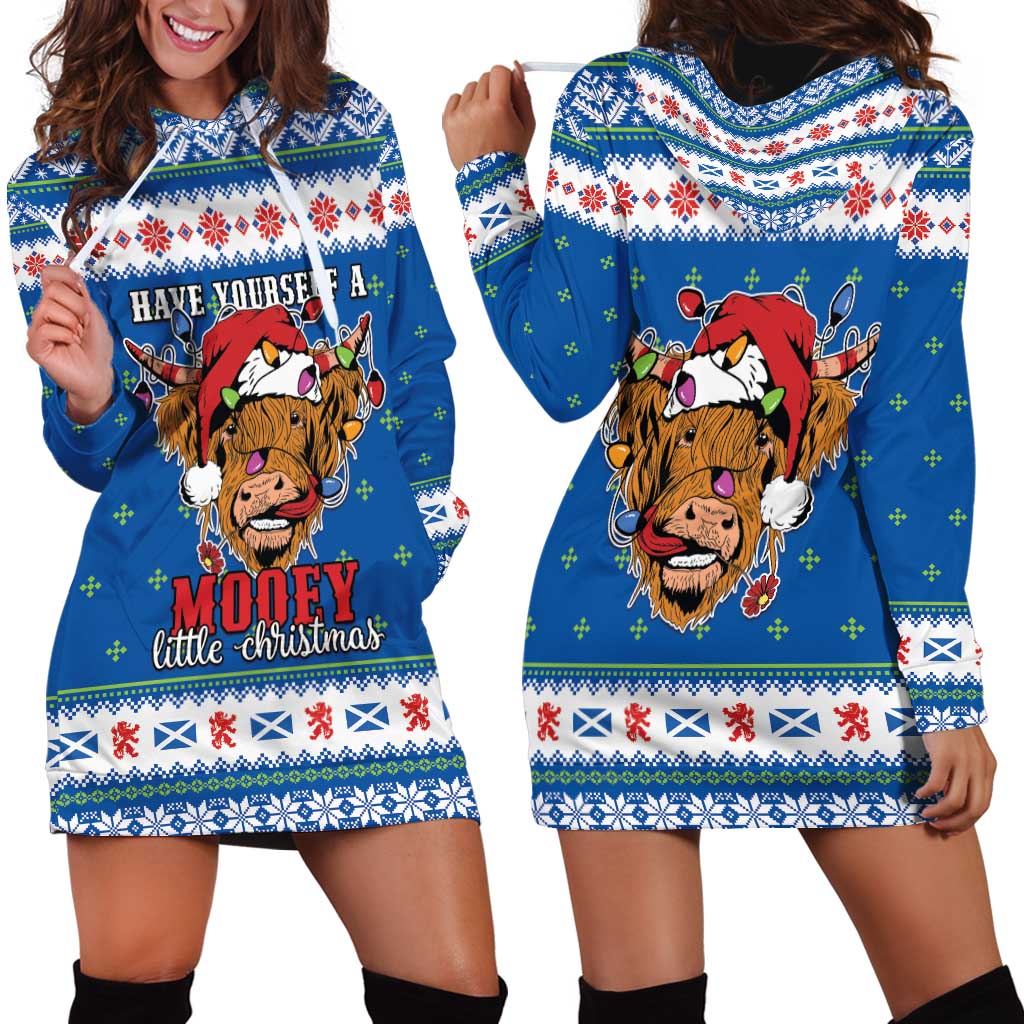 Scotland Christmas Hoodie Dress Mooey Xmas Highland Cow LT05 - Wonder Print Shop