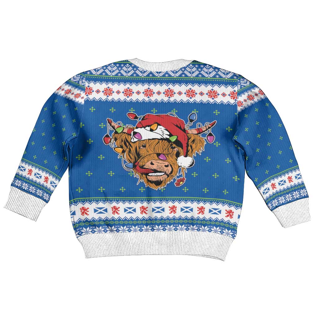 Scotland Christmas Kid Ugly Christmas Sweater Mooey Xmas Highland Cow LT05 - Wonder Print Shop