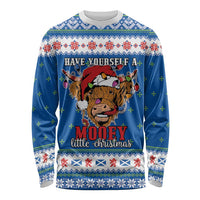 Scotland Christmas Long Sleeve Shirt Mooey Xmas Highland Cow LT05 - Wonder Print Shop