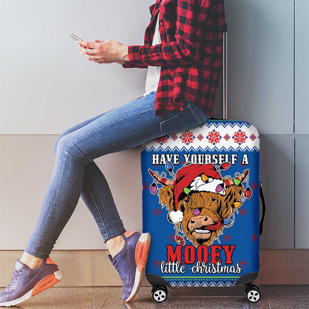 Scotland Christmas Luggage Cover Mooey Xmas Highland Cow LT05 - Wonder Print Shop