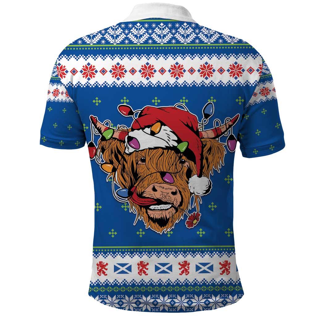 Scotland Christmas Polo Shirt Mooey Xmas Highland Cow LT05 - Wonder Print Shop
