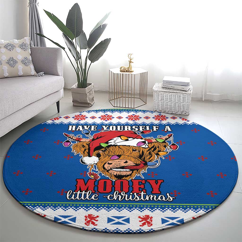 Scotland Christmas Round Carpet Mooey Xmas Highland Cow