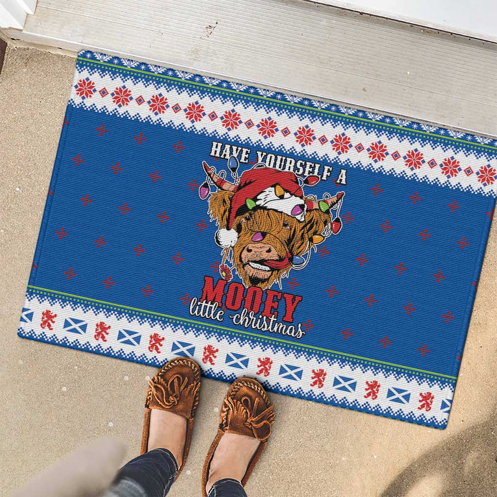Scotland Christmas Rubber Doormat Mooey Xmas Highland Cow LT05 - Wonder Print Shop