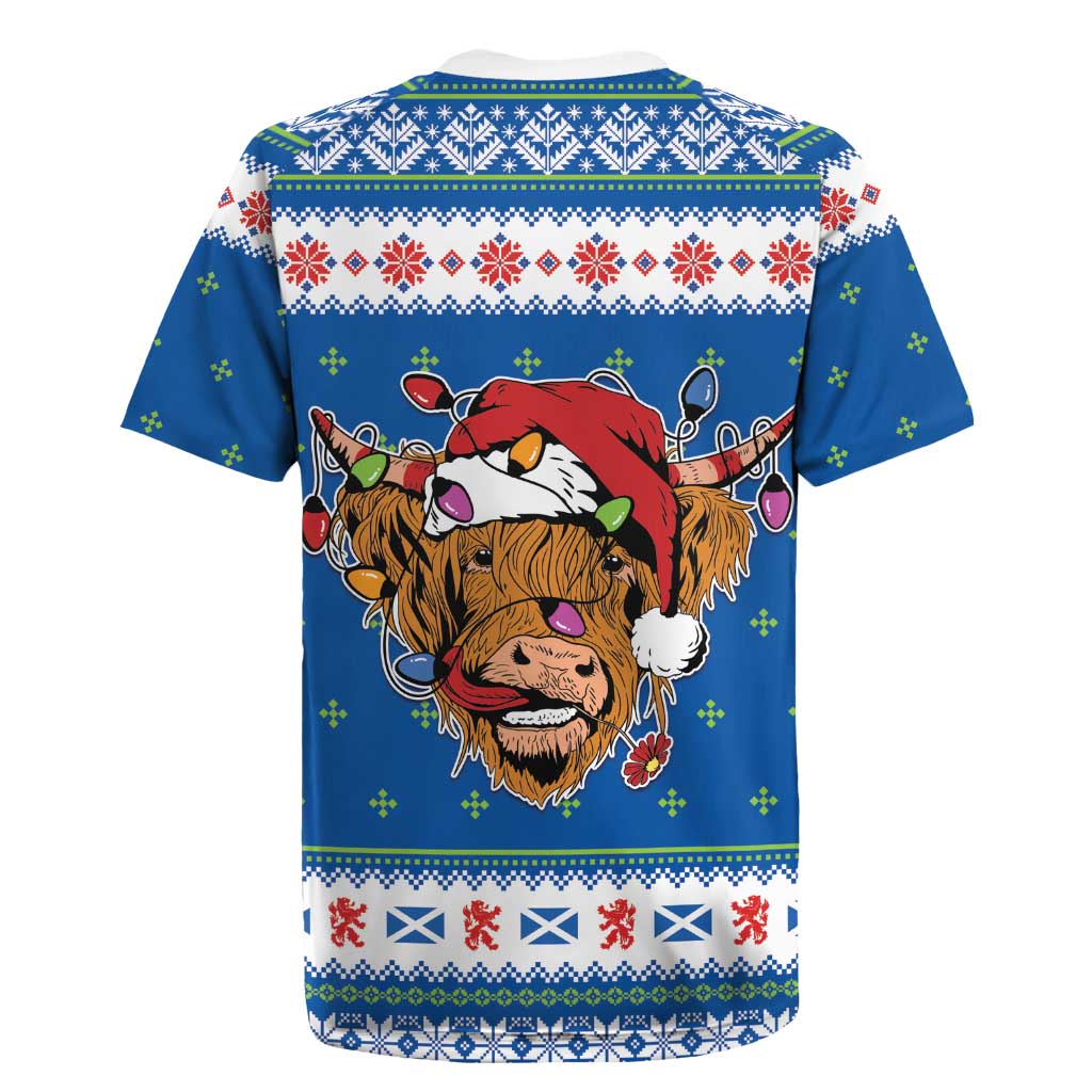 Scotland Christmas Rugby Jersey Mooey Xmas Highland Cow LT05 - Wonder Print Shop