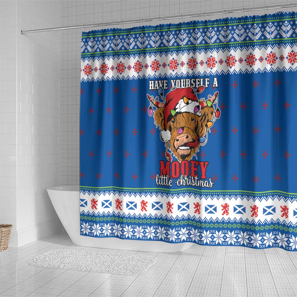 Scotland Christmas Shower Curtain Mooey Xmas Highland Cow
