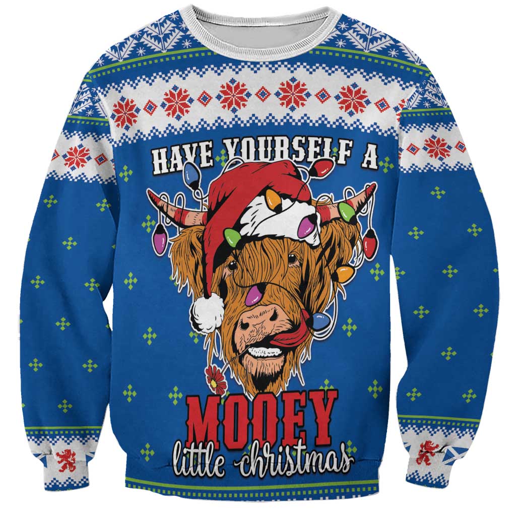 Scotland Christmas Sweatshirt Mooey Xmas Highland Cow LT05 - Wonder Print Shop