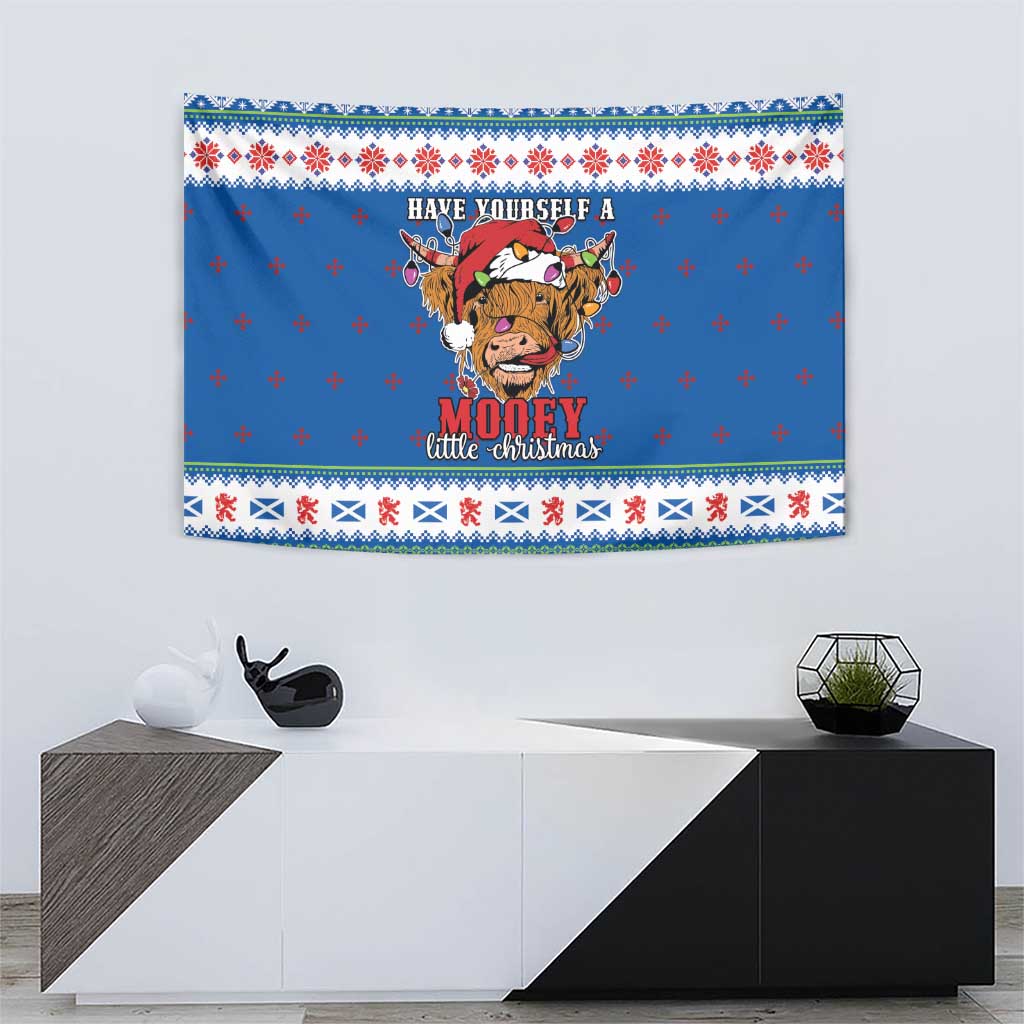 Scotland Christmas Tapestry Mooey Xmas Highland Cow LT05 - Wonder Print Shop