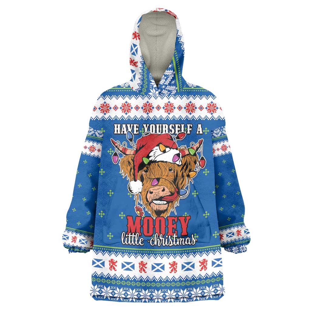 Scotland Christmas Wearable Blanket Hoodie Mooey Xmas Highland Cow LT05 - Wonder Print Shop