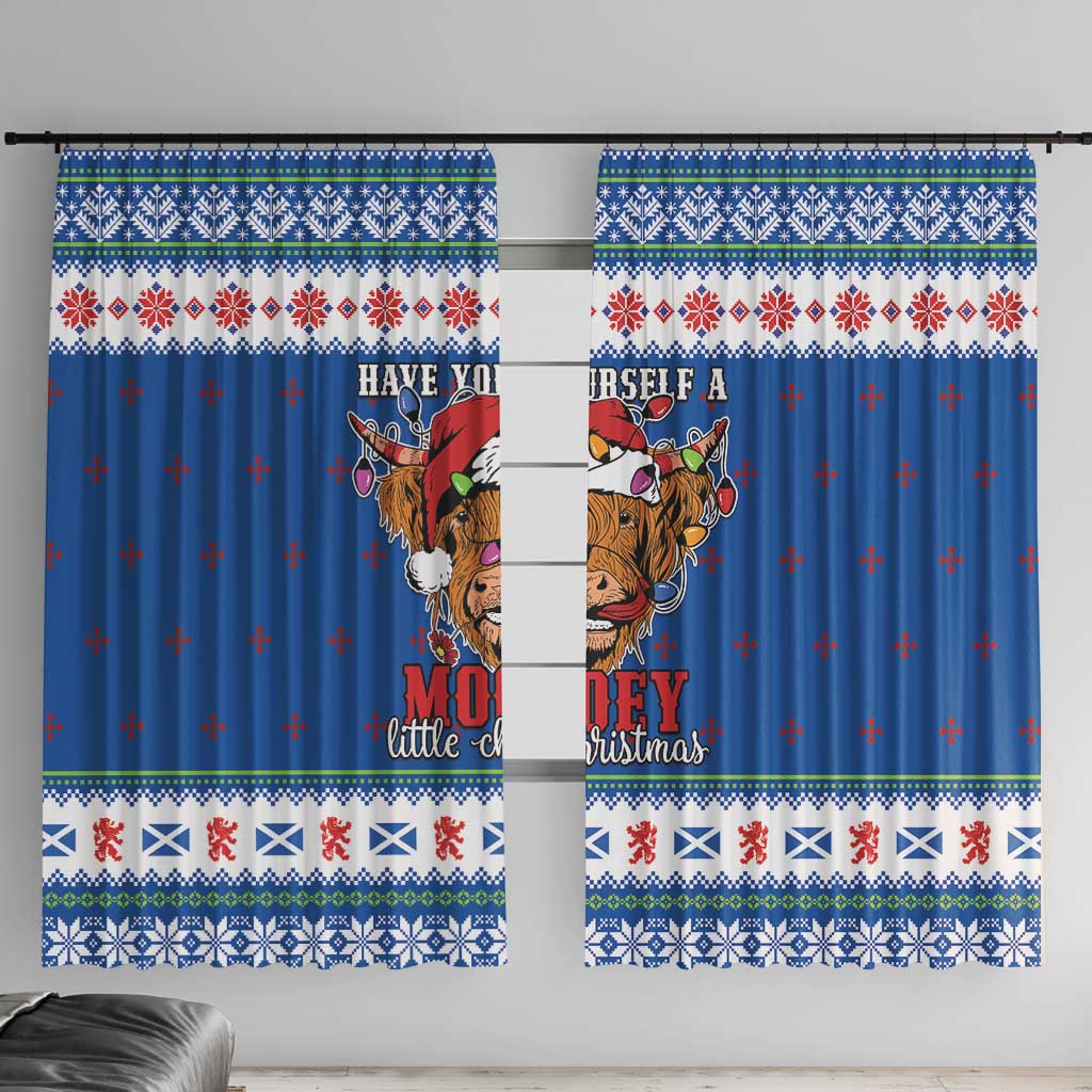 Scotland Christmas Window Curtain Mooey Xmas Highland Cow LT05 - Wonder Print Shop
