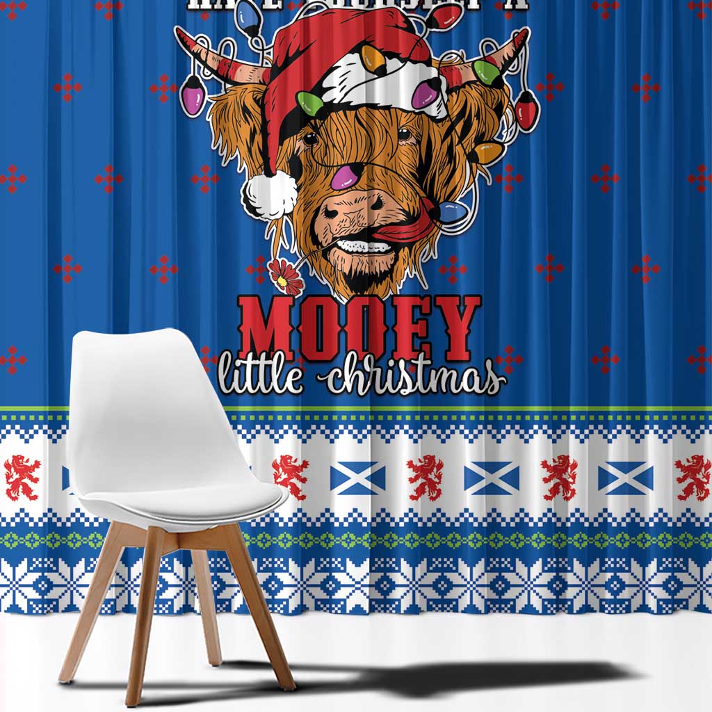 Scotland Christmas Window Curtain Mooey Xmas Highland Cow LT05 - Wonder Print Shop