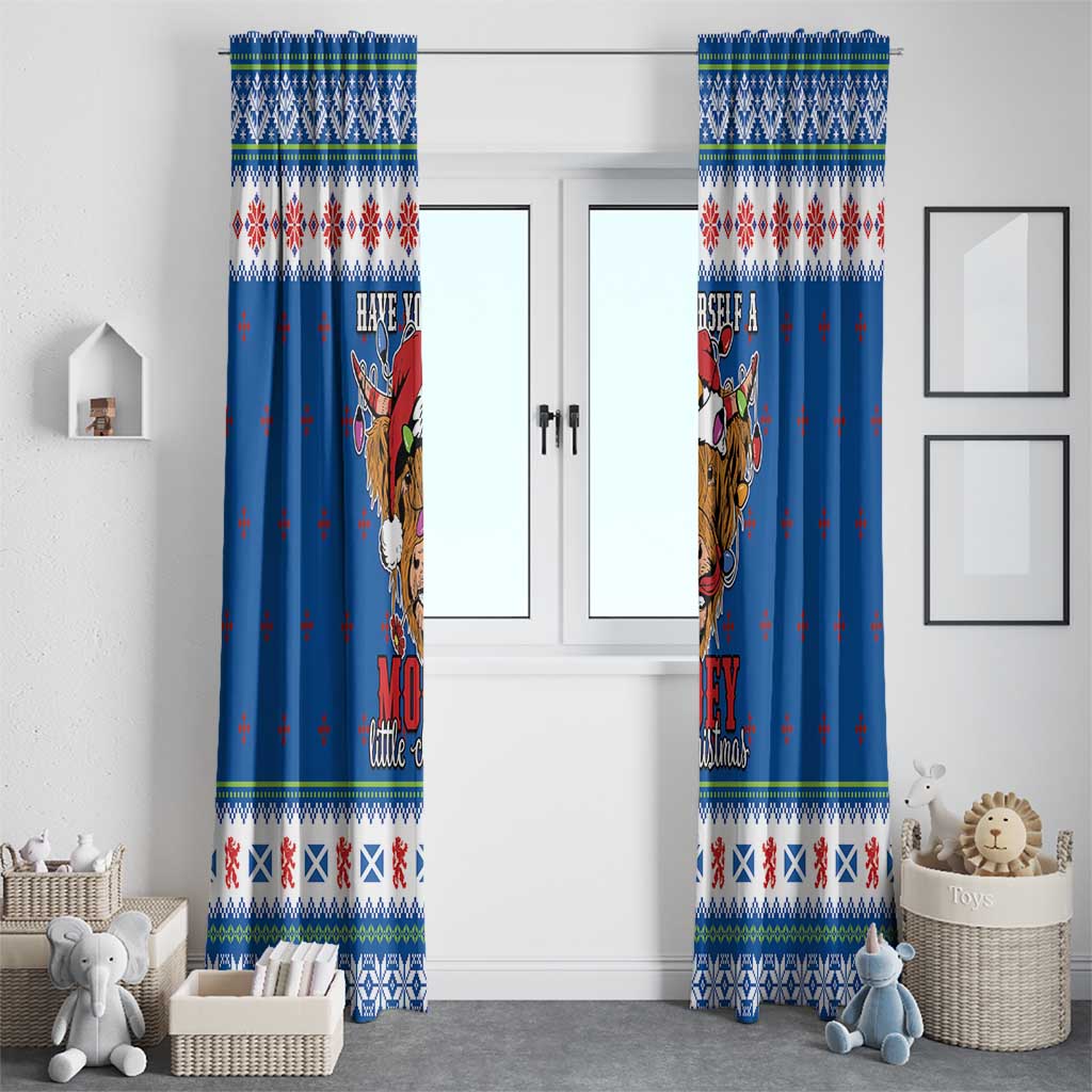 Scotland Christmas Window Curtain Mooey Xmas Highland Cow LT05 - Wonder Print Shop