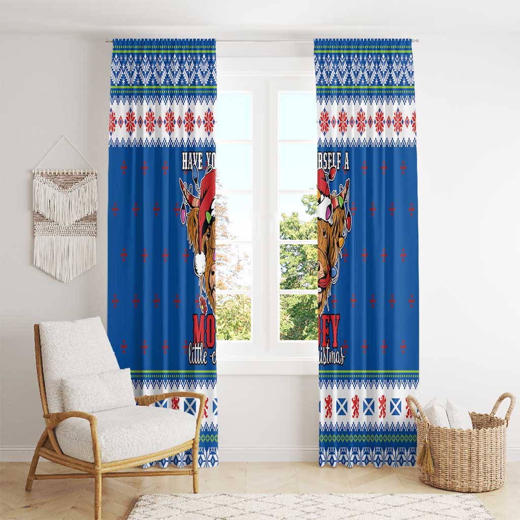 Scotland Christmas Window Curtain Mooey Xmas Highland Cow LT05 - Wonder Print Shop