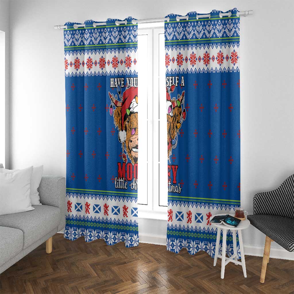 Scotland Christmas Window Curtain Mooey Xmas Highland Cow LT05 - Wonder Print Shop
