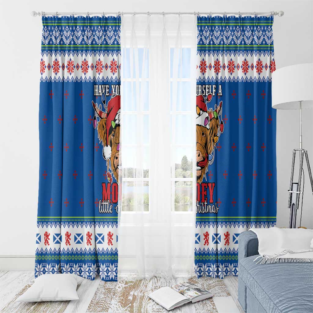 Scotland Christmas Window Curtain Mooey Xmas Highland Cow LT05 - Wonder Print Shop