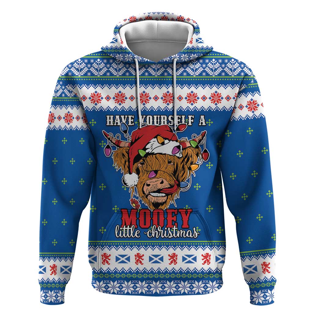 Scotland Christmas Zip Hoodie Mooey Xmas Highland Cow LT05 - Wonder Print Shop