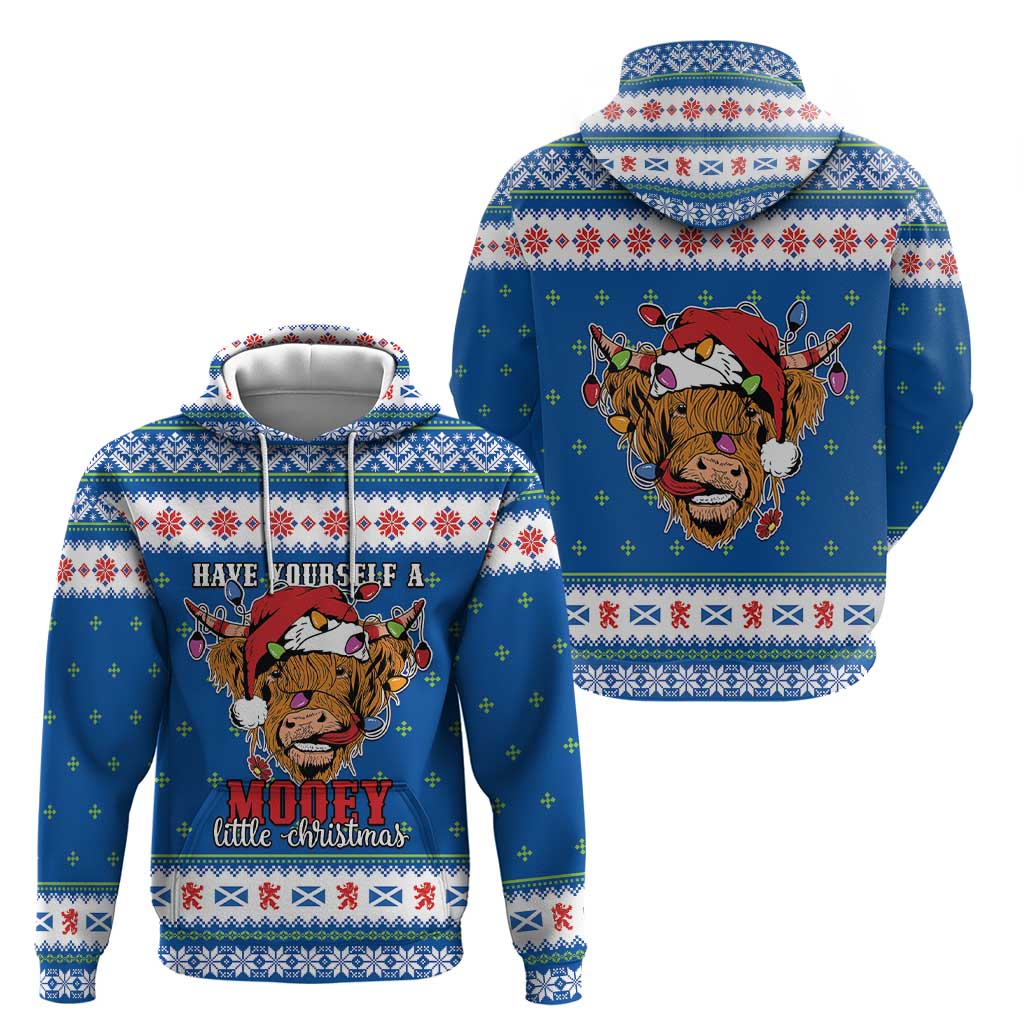 Scotland Christmas Zip Hoodie Mooey Xmas Highland Cow LT05 - Wonder Print Shop