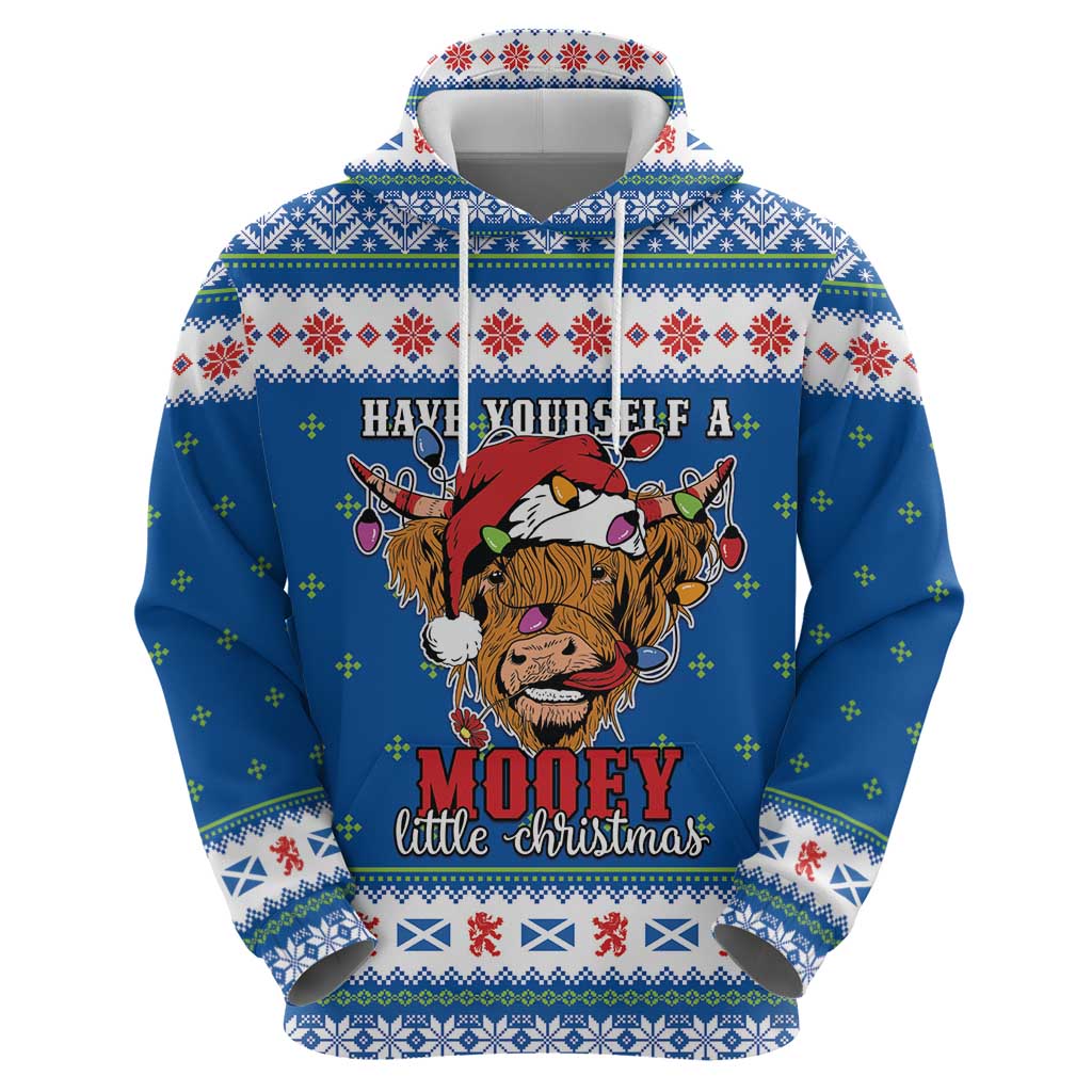 Scotland Christmas Zip Hoodie Mooey Xmas Highland Cow LT05 - Wonder Print Shop