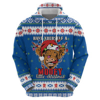 Scotland Christmas Zip Hoodie Mooey Xmas Highland Cow LT05 - Wonder Print Shop