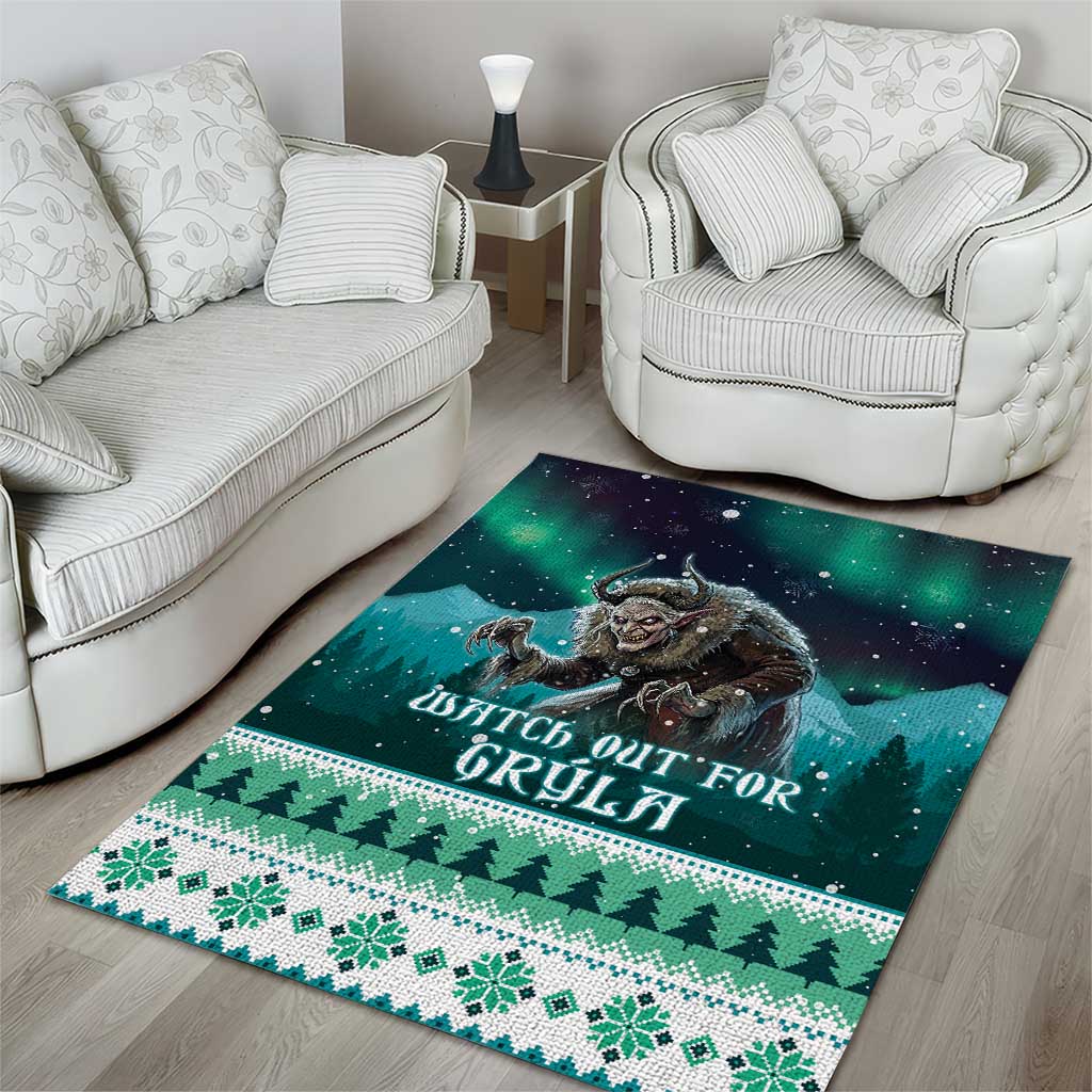 Iceland Christmas Area Rug Icelandic Folklore Evil Mother Gryla LT05 - Wonder Print Shop