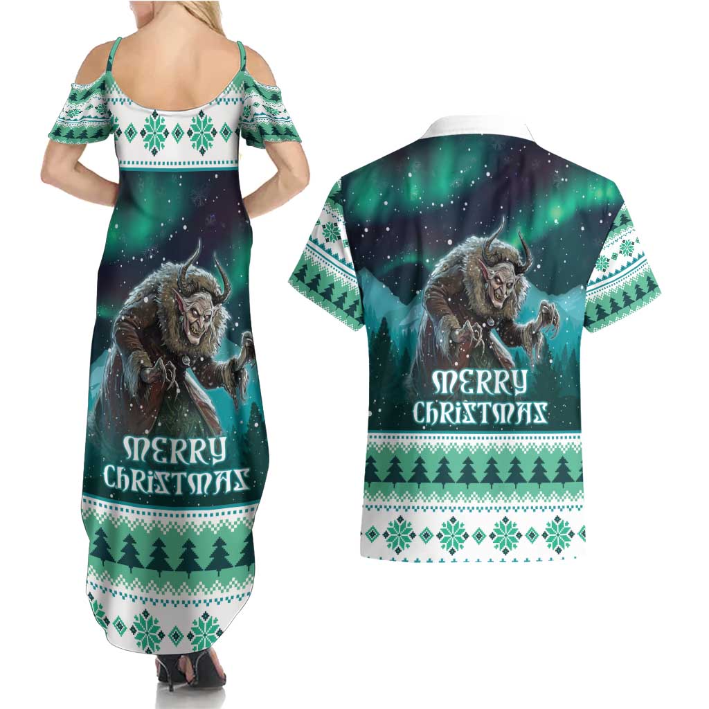 Iceland Christmas Couples Matching Summer Maxi Dress and Hawaiian Shirt Icelandic Folklore Evil Mother Gryla LT05 - Wonder Print Shop