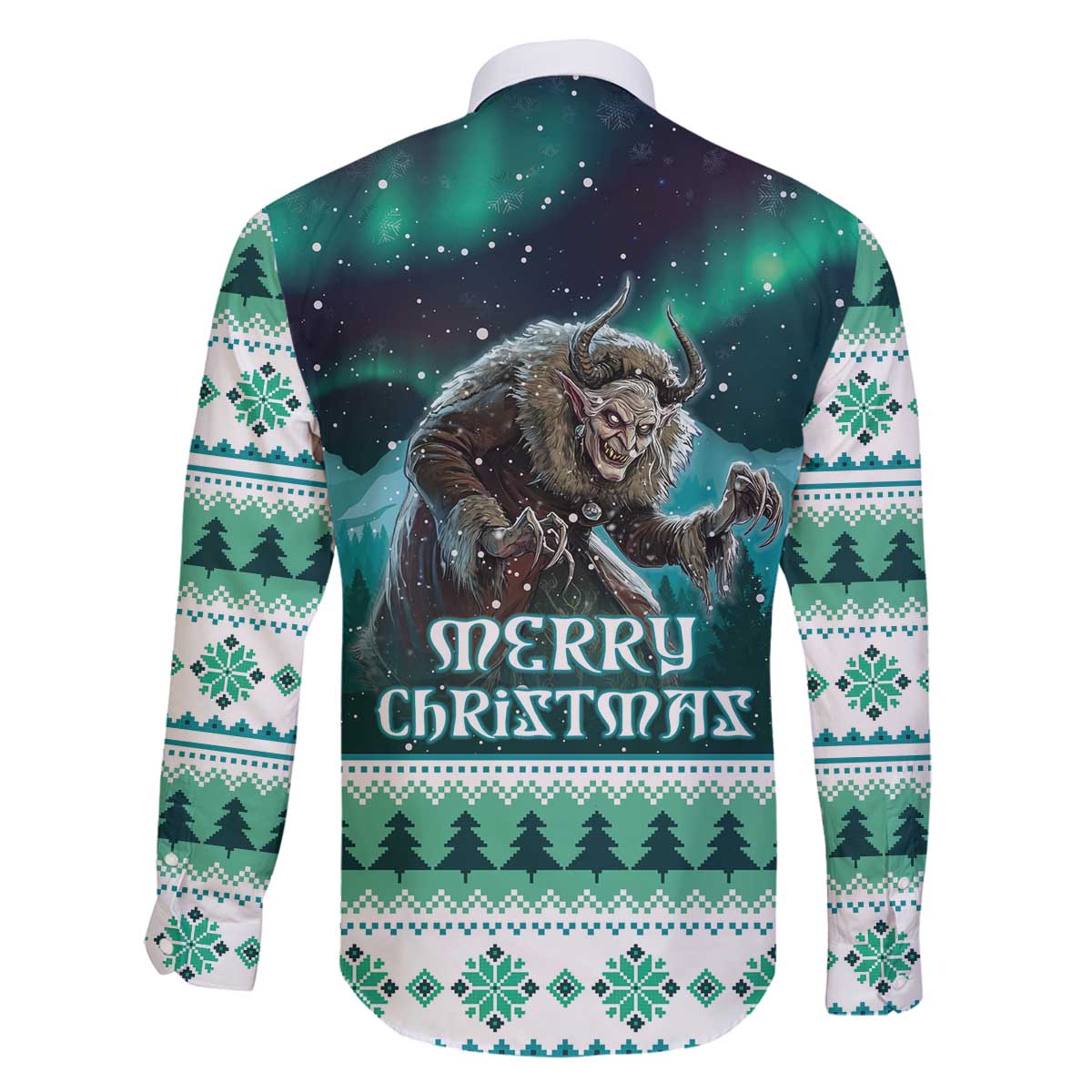 Iceland Christmas Family Matching Off The Shoulder Long Sleeve Dress and Hawaiian Shirt Icelandic Folklore Evil Mother Gryla LT05 - Wonder Print Shop