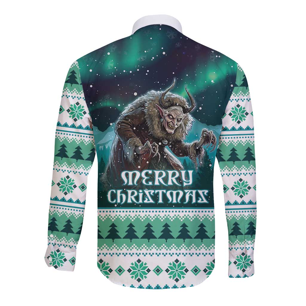 Iceland Christmas Long Sleeve Button Shirt Icelandic Folklore Evil Mother Gryla LT05 - Wonder Print Shop