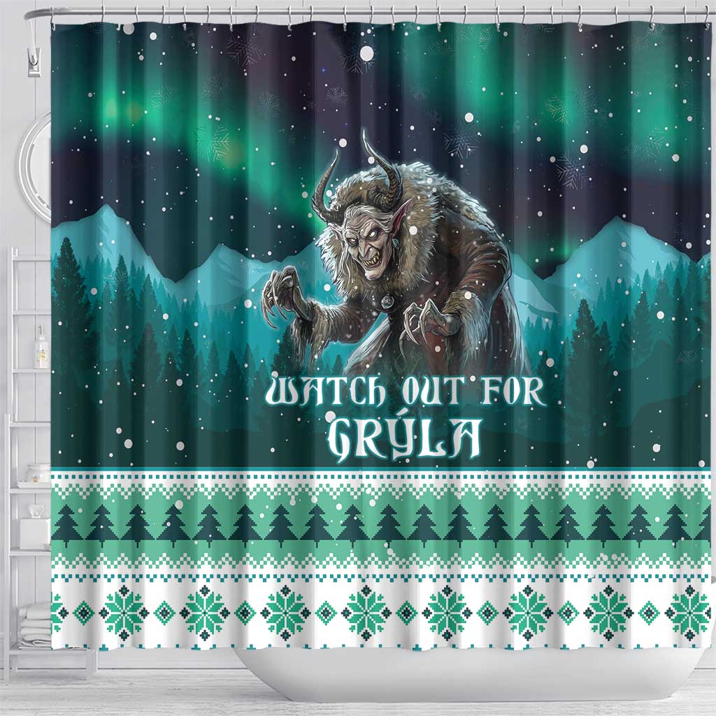 Iceland Christmas Shower Curtain Icelandic Folklore Evil Mother Gryla