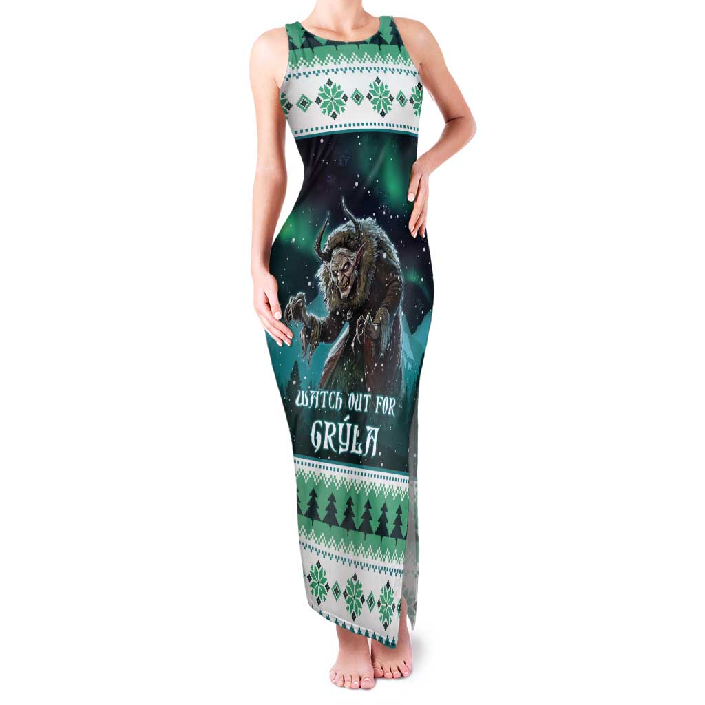 Iceland Christmas Tank Maxi Dress Icelandic Folklore Evil Mother Gryla LT05 - Wonder Print Shop