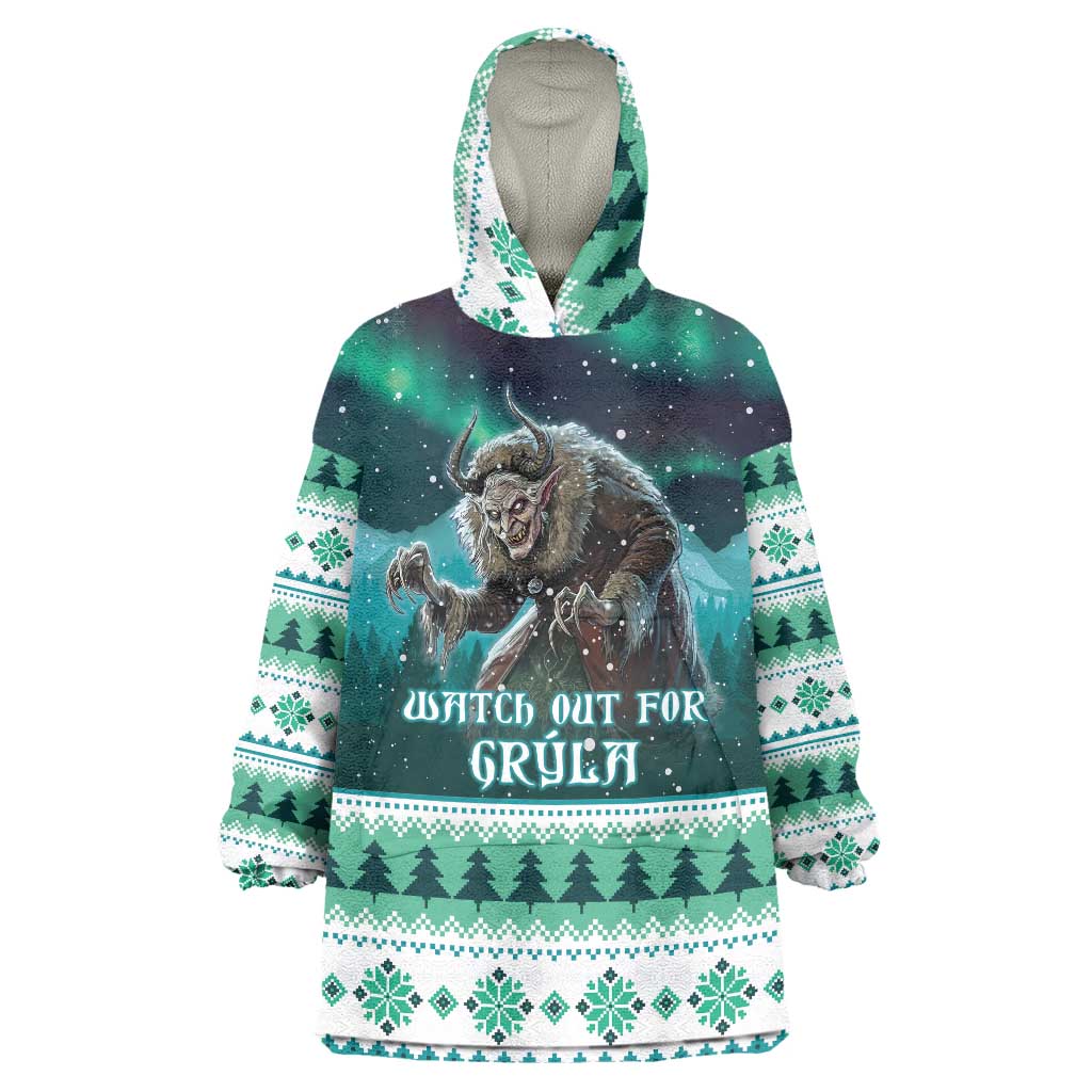 Iceland Christmas Wearable Blanket Hoodie Icelandic Folklore Evil Mother Gryla LT05 - Wonder Print Shop