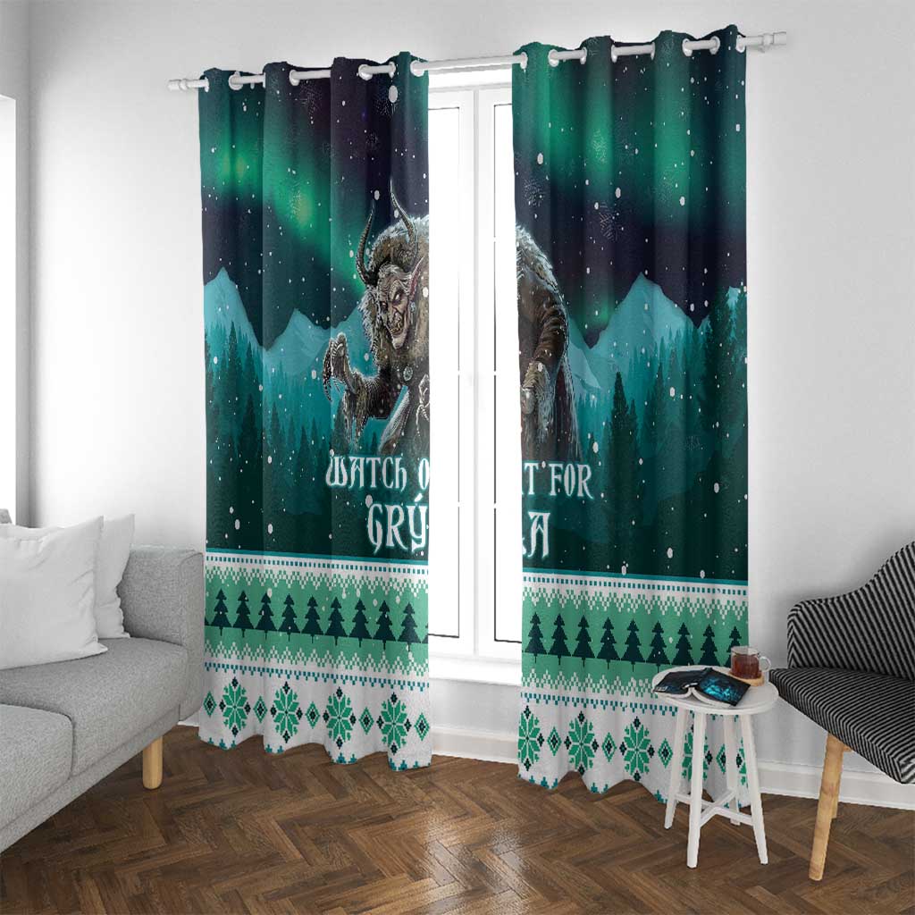 Iceland Christmas Window Curtain Icelandic Folklore Evil Mother Gryla LT05 - Wonder Print Shop