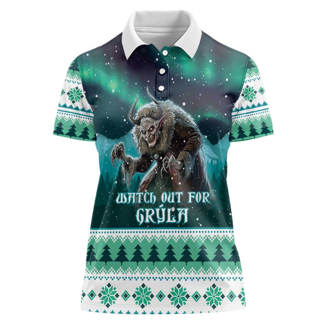 Iceland Christmas Women Polo Shirt Icelandic Folklore Evil Mother Gryla LT05 - Wonder Print Shop