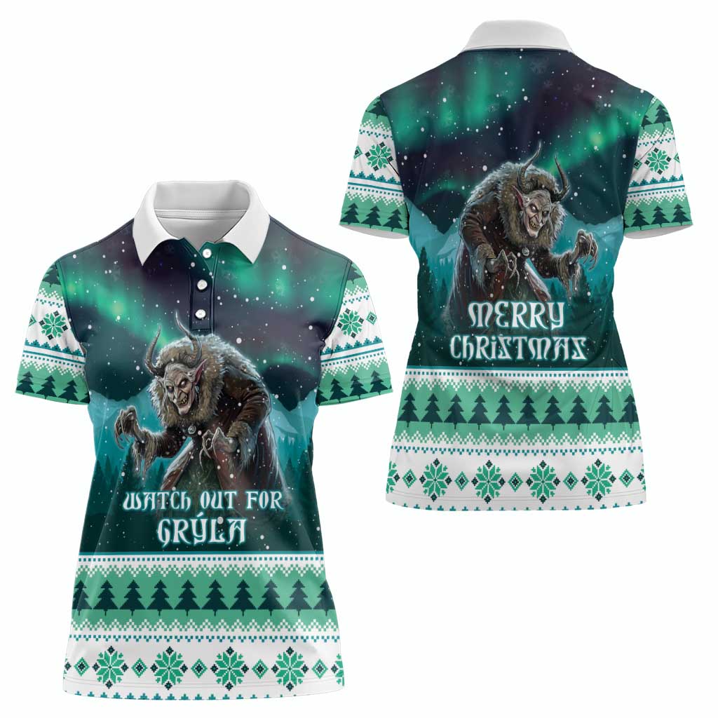 Iceland Christmas Women Polo Shirt Icelandic Folklore Evil Mother Gryla LT05 - Wonder Print Shop