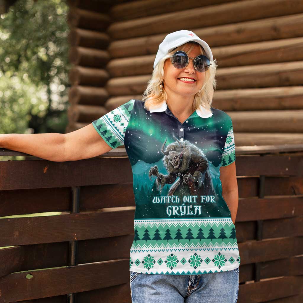 Iceland Christmas Women Polo Shirt Icelandic Folklore Evil Mother Gryla LT05 - Wonder Print Shop