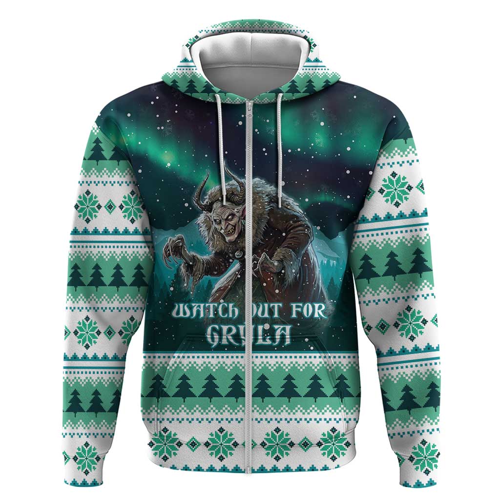 Iceland Christmas Zip Hoodie Icelandic Folklore Evil Mother Gryla LT05 - Wonder Print Shop