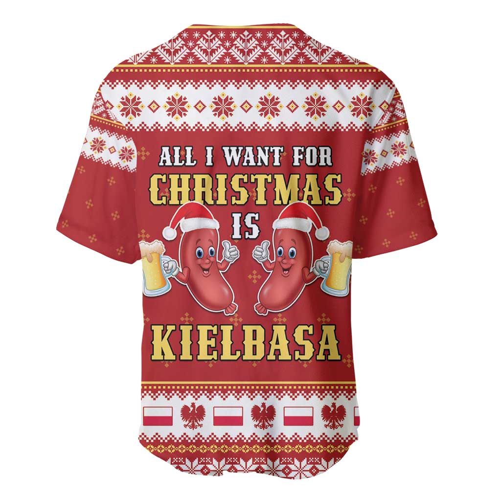 Poland Christmas Baseball Jersey All I Want For Xmas Is Kielbasa LT05 - Wonder Print Shop