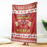 Poland Christmas Blanket All I Want For Xmas Is Kielbasa